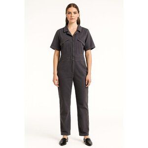 Faherty Blythe Denim JumpSuit Women Size L Large Charcoal Gray